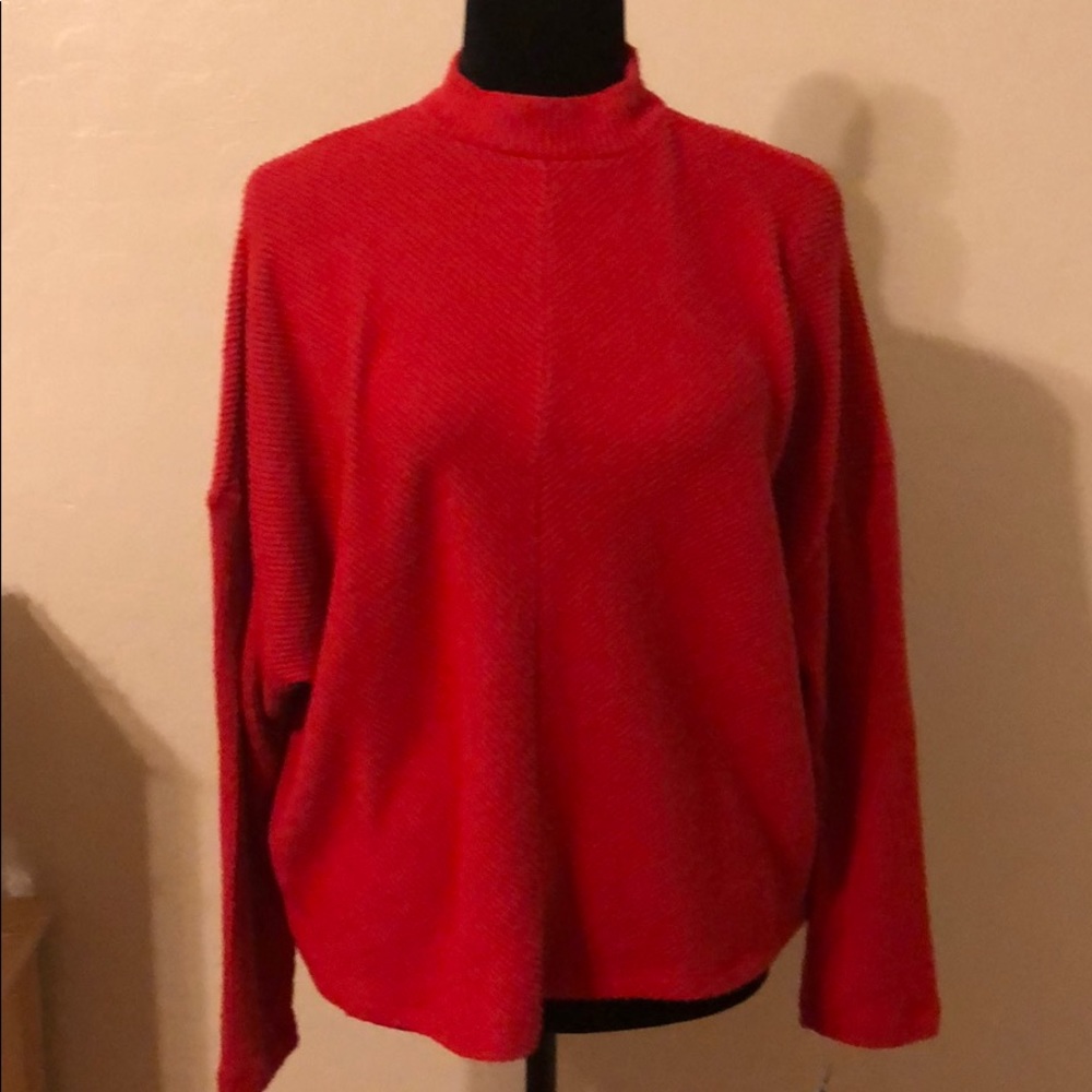 Drop shoulder red sweater